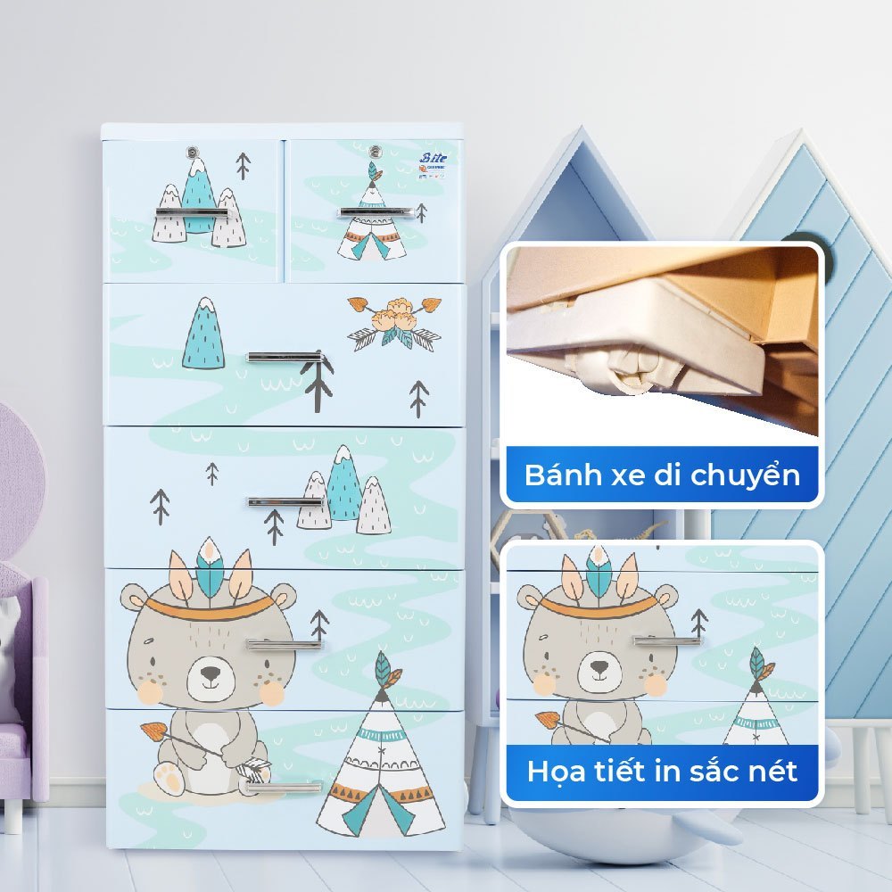 [FREESHIP] Tủ nhựa Bite 5 tầng QUI PHÚC kích thước lớn, dễ lắp ráp, chắc chắn, tủ đựng quần áo tiện lợi, nhựa an toàn