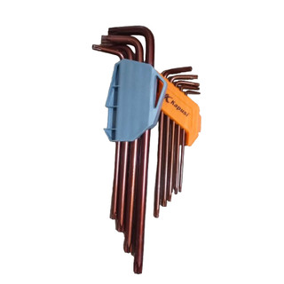 Bộ Lục Giác Thép Nâu Thân Dài Đầu Sao Hãng Kapusi Nhật Bản 9 Cây, Chất liệu thép siêu cứng, Bảo hành 12 tháng