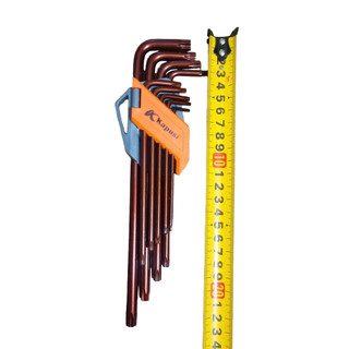 Bộ Lục Giác Thép Nâu Thân Dài Đầu Sao Hãng Kapusi Nhật Bản 9 Cây, Chất liệu thép siêu cứng, Bảo hành 12 tháng
