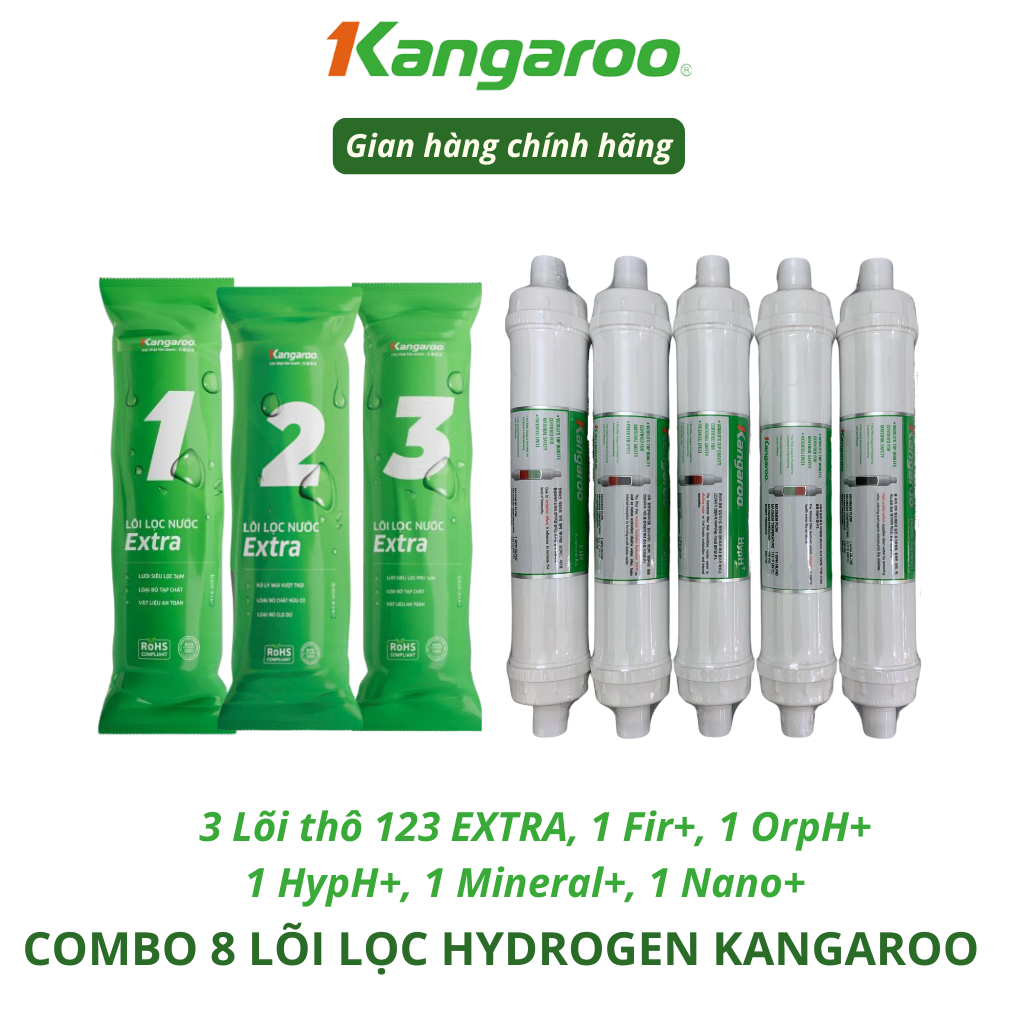 Combo 9 Lõi Lọc Nước KANGAROO Dòng Hydrogen Model KG100HQ, KG100HA, KG100HB Gồm 123 Màng RO Fir OrpH HypH....