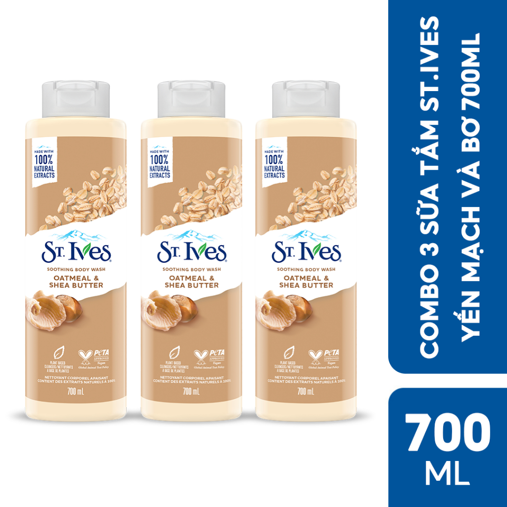 Combo 3 chai sữa tắm St.Ives Yến mạch và bơ 700ml