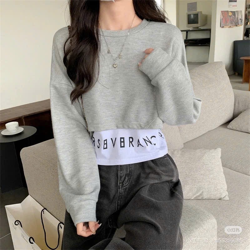 Bộ áo khoác ngoài dáng ngắn áo trong Set áo thun croptop cổ tròn dài tay vạt chéo +  áo 2 dây ôm body chữ Carry T593G