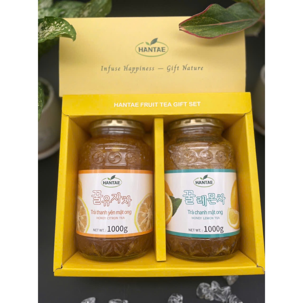 HOT! SET QUÀ TẶNG TRÀ THANH YÊN + TRÀ CHANH MẬT ONG HANTAE Hàn Quốc, siêu sang, hợp làm quà tặng nè!