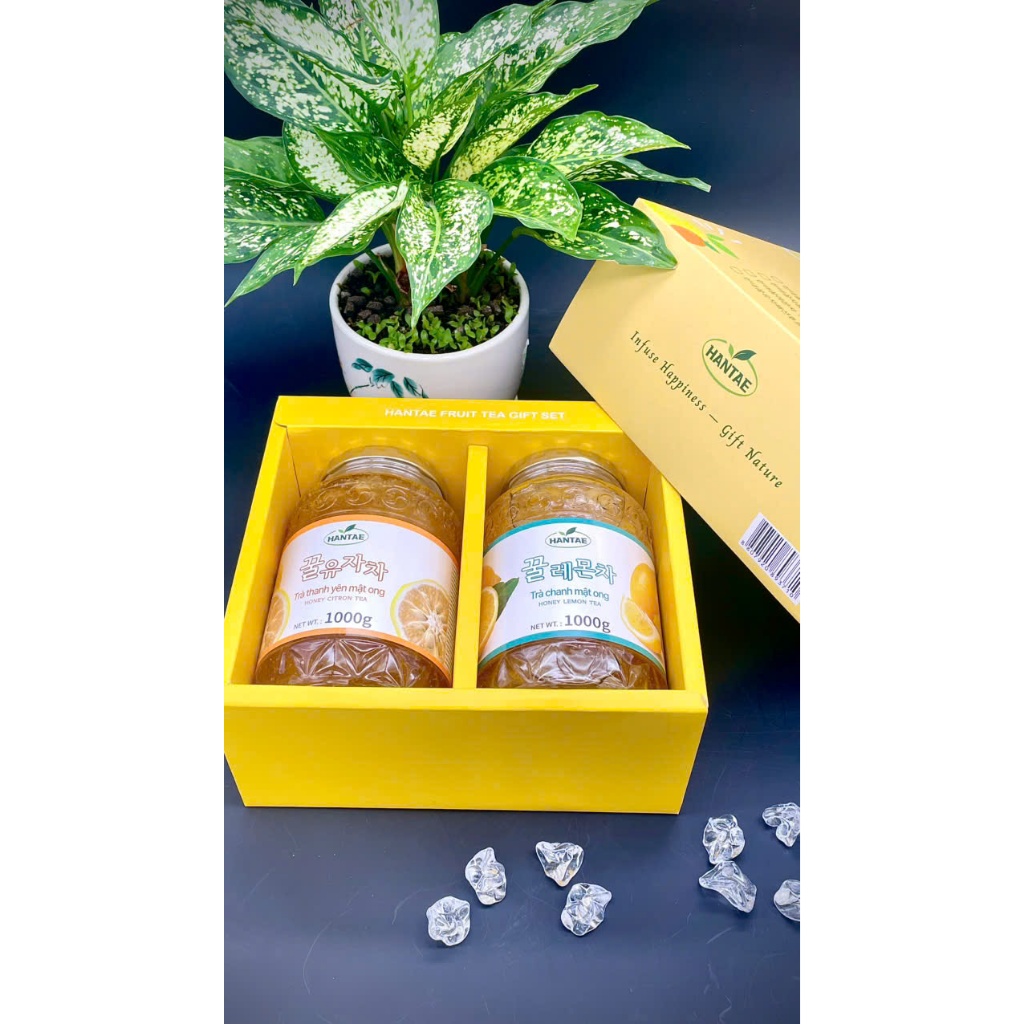 HOT! SET QUÀ TẶNG TRÀ THANH YÊN + TRÀ CHANH MẬT ONG HANTAE Hàn Quốc, siêu sang, hợp làm quà tặng nè!