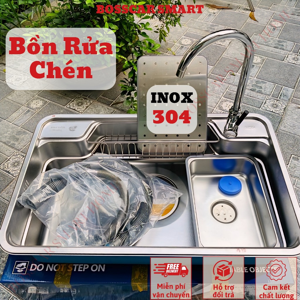 Bồn Rửa Chén Bán Nguyệt [ CHUẨN INOX 304 ] Dập Sần Chống Xước Chống Bám ...