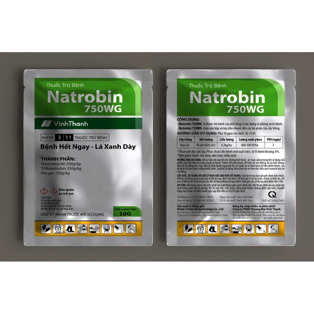 NATROBIN Vĩnh thạnh gói 10gr và goi 60gr- Phòng trừ rỉ sắt, thán thư- Bệnh hết ngay, lá xanh dày