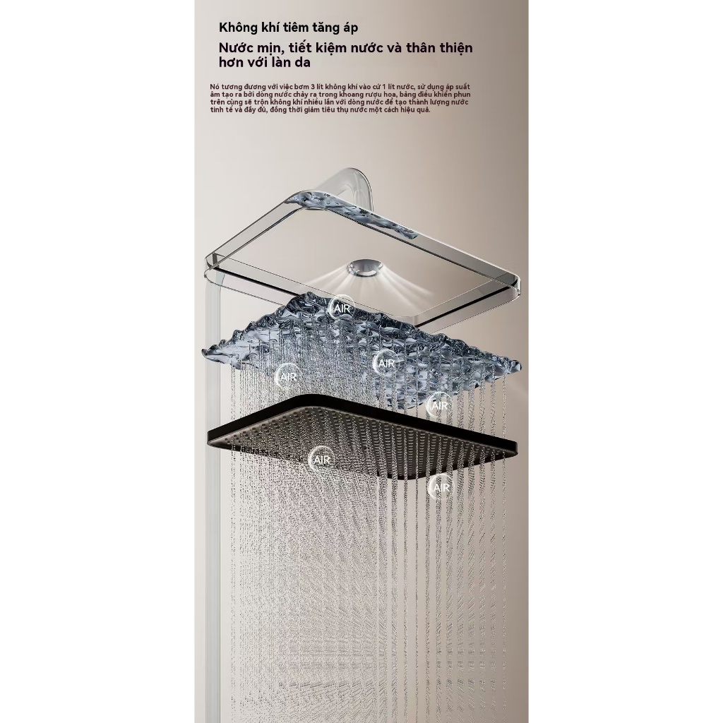 Bộ vòi sen nóng lạnh phím đàn Vòi sen đứng, lõi đồng, hiển thị nhiệt độ,4 chế độ phun nước