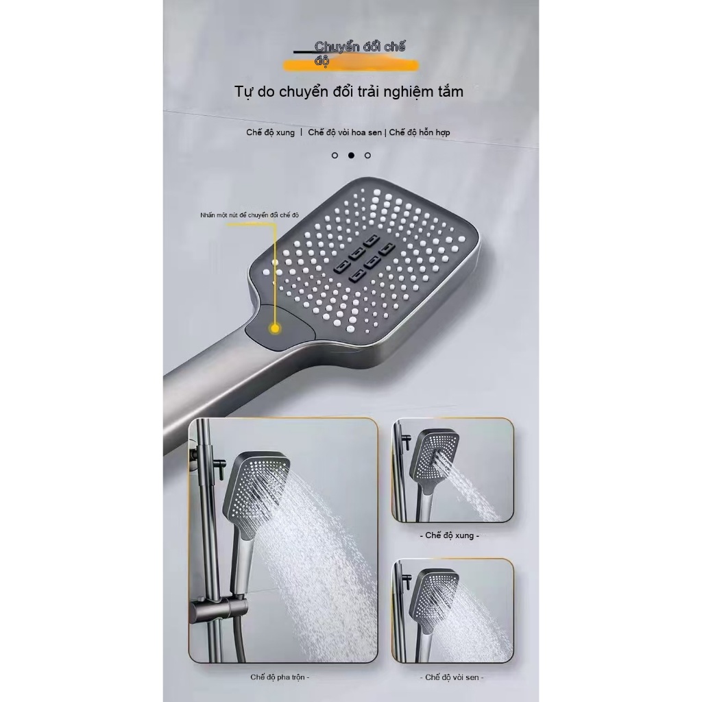 Bộ vòi sen nóng lạnh phím đàn Vòi sen đứng, lõi đồng, hiển thị nhiệt độ,4 chế độ phun nước