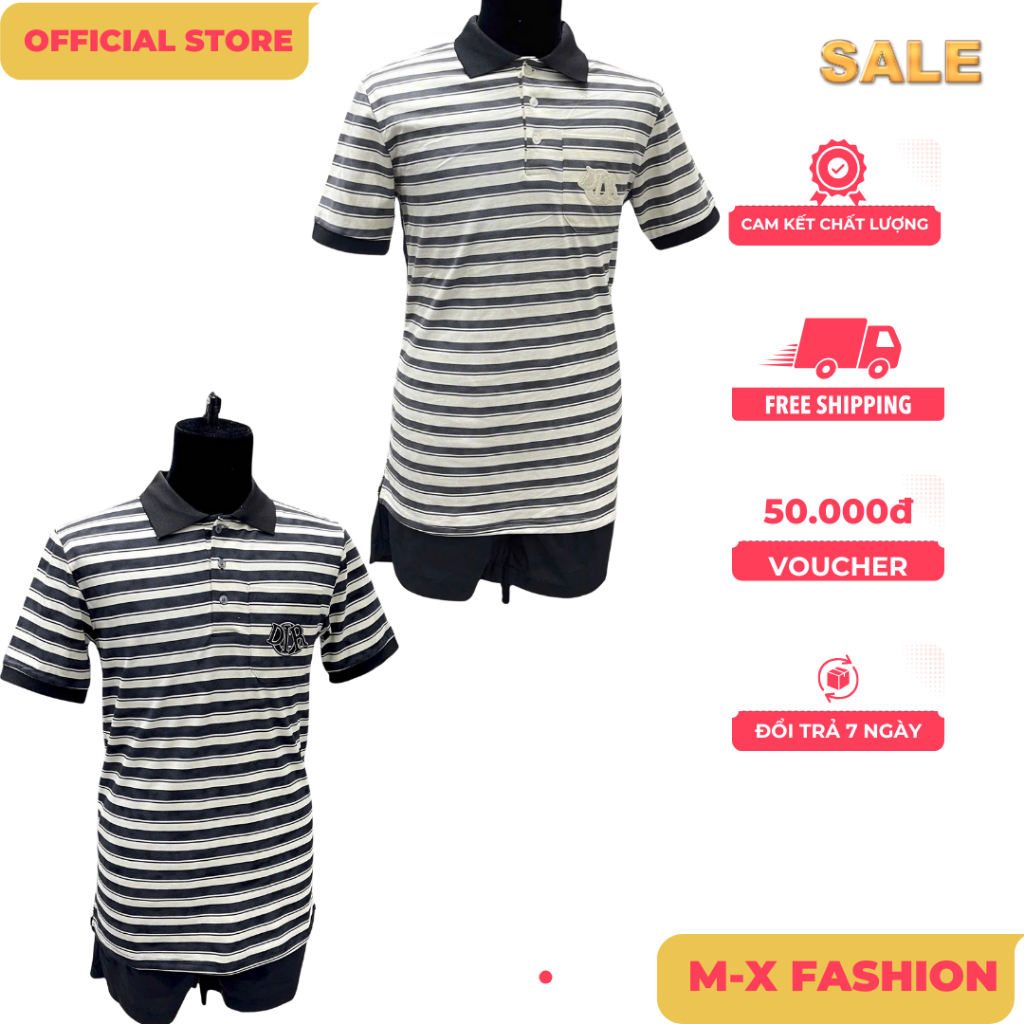 ÁO polo nam cổ tròn họa tiết tay ngắn phong cách trẻ trung chuẩn from
