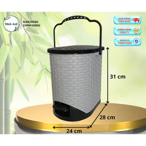 THÙNG RÁC BẦU - 9 lít - TL 007 - [ Màu : Nâu gỗ ] có chân đạp, nhua có lõi bên trong