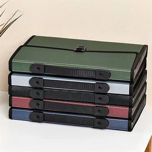 Cặp Đựng Tài Liệu 12 Ngăn Deli A4-5556 Chính Hãng – Nhựa Cứng Cao Cấp, Chống Thấm Nước, Có Quai Xách Tiện Lợi