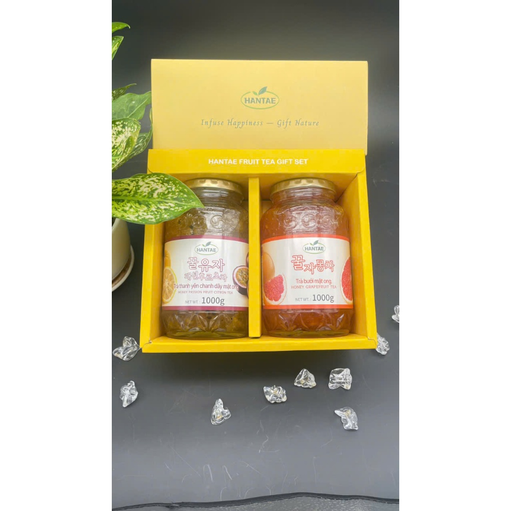 NEW! SET QUÀ TẶNG TRÀ BƯỞI + TRÀ CHANH DÂY MẬT ONG HANTAE sang xịn mịn, ĐẶC BIỆT!!!!