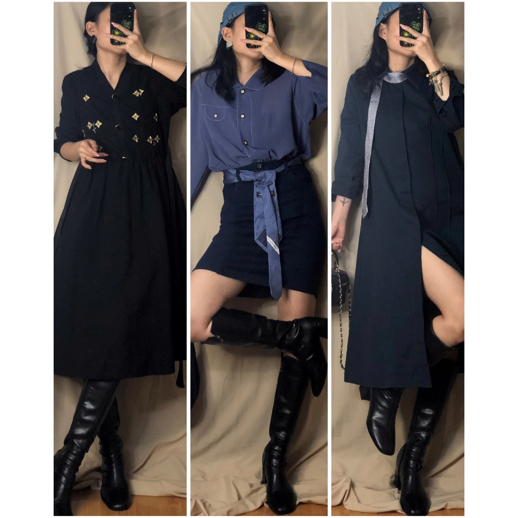 Set đầm váy vintage dáng dài ig: april6_clothing