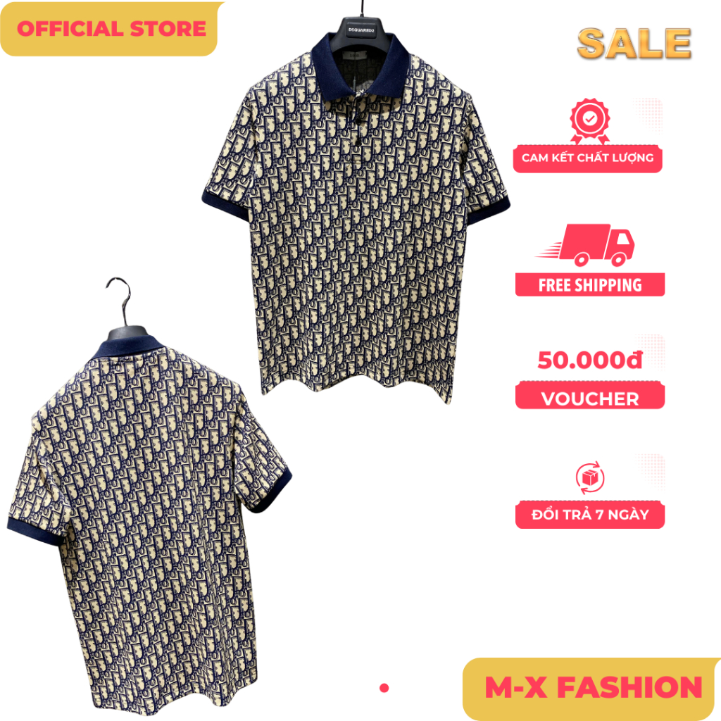 ÁO polo nam cổ tròn họa tiết tay ngắn phong cách trẻ trung chuẩn from