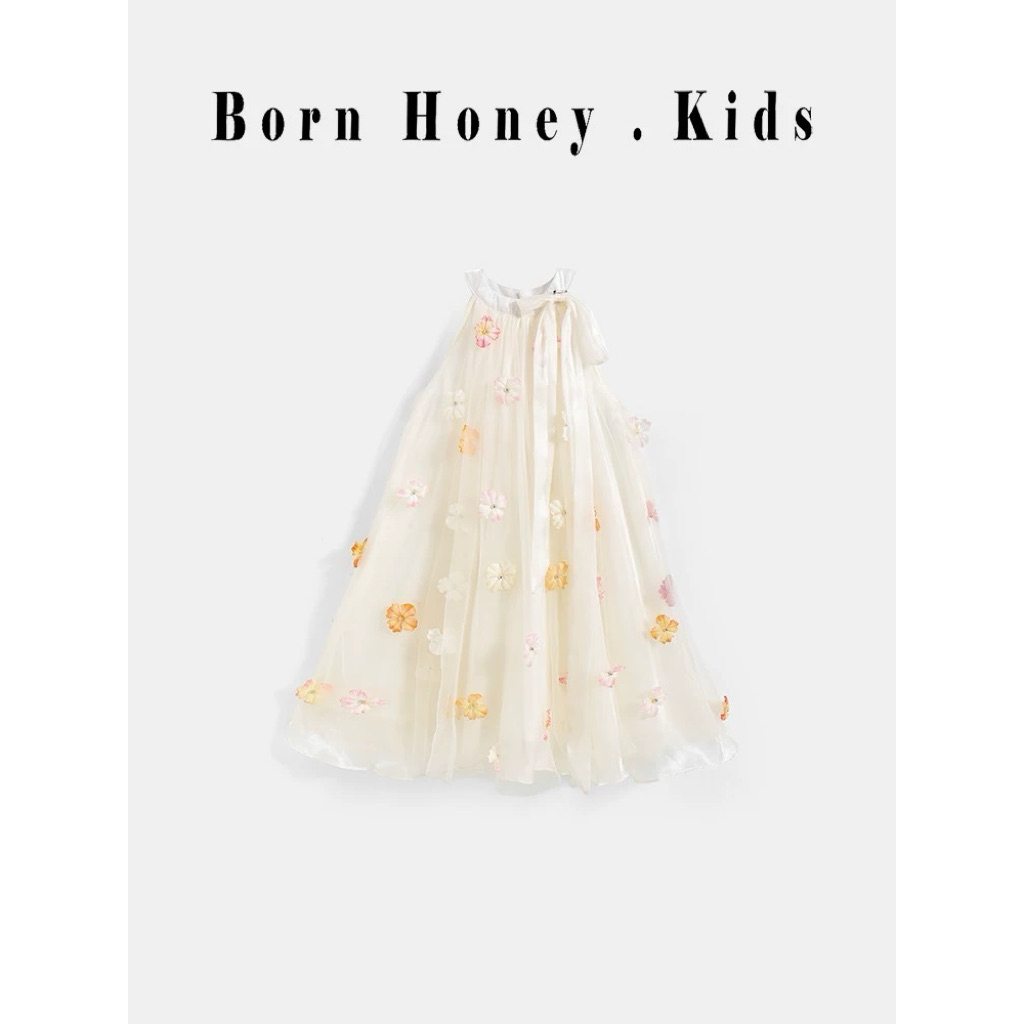 Đầm thiết kế bé gái đính hoa thủ công, váy công chúa bé gái, đầm đi tiệc sinh nhật bé gái size đại