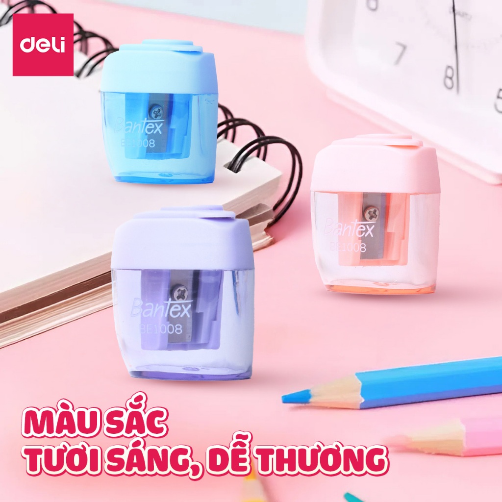 Gọt Bút Chì Deli Chuốt Chì Quay Tay Màu Hồng/ Tím/ Xanh Lưỡi Dao Sắc Bén Bền Bỉ Gọt Mượt Không Gãy Ngòi