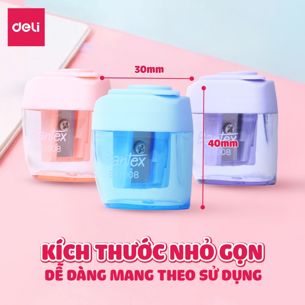 Gọt Bút Chì Deli Chuốt Chì Quay Tay Màu Hồng/ Tím/ Xanh Lưỡi Dao Sắc Bén Bền Bỉ Gọt Mượt Không Gãy Ngòi