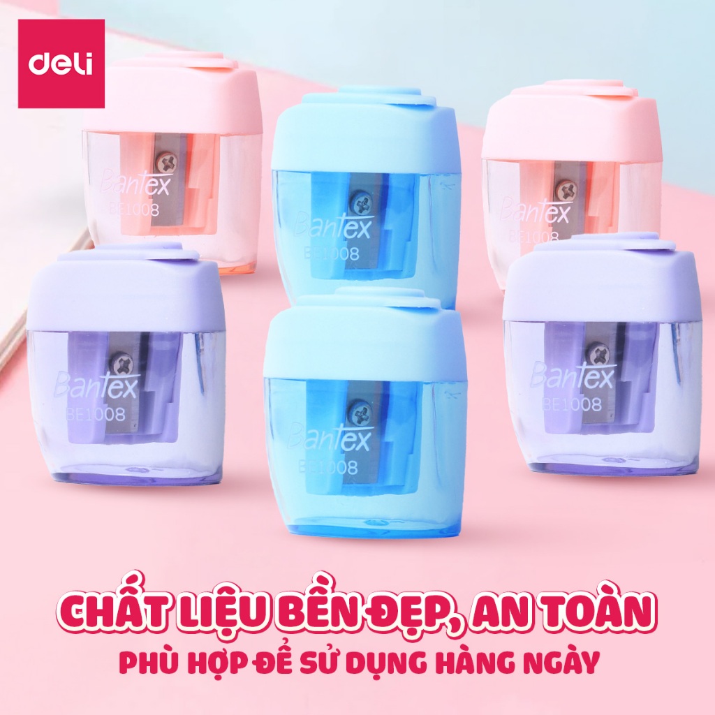 Gọt Bút Chì Deli Chuốt Chì Quay Tay Màu Hồng/ Tím/ Xanh Lưỡi Dao Sắc Bén Bền Bỉ Gọt Mượt Không Gãy Ngòi
