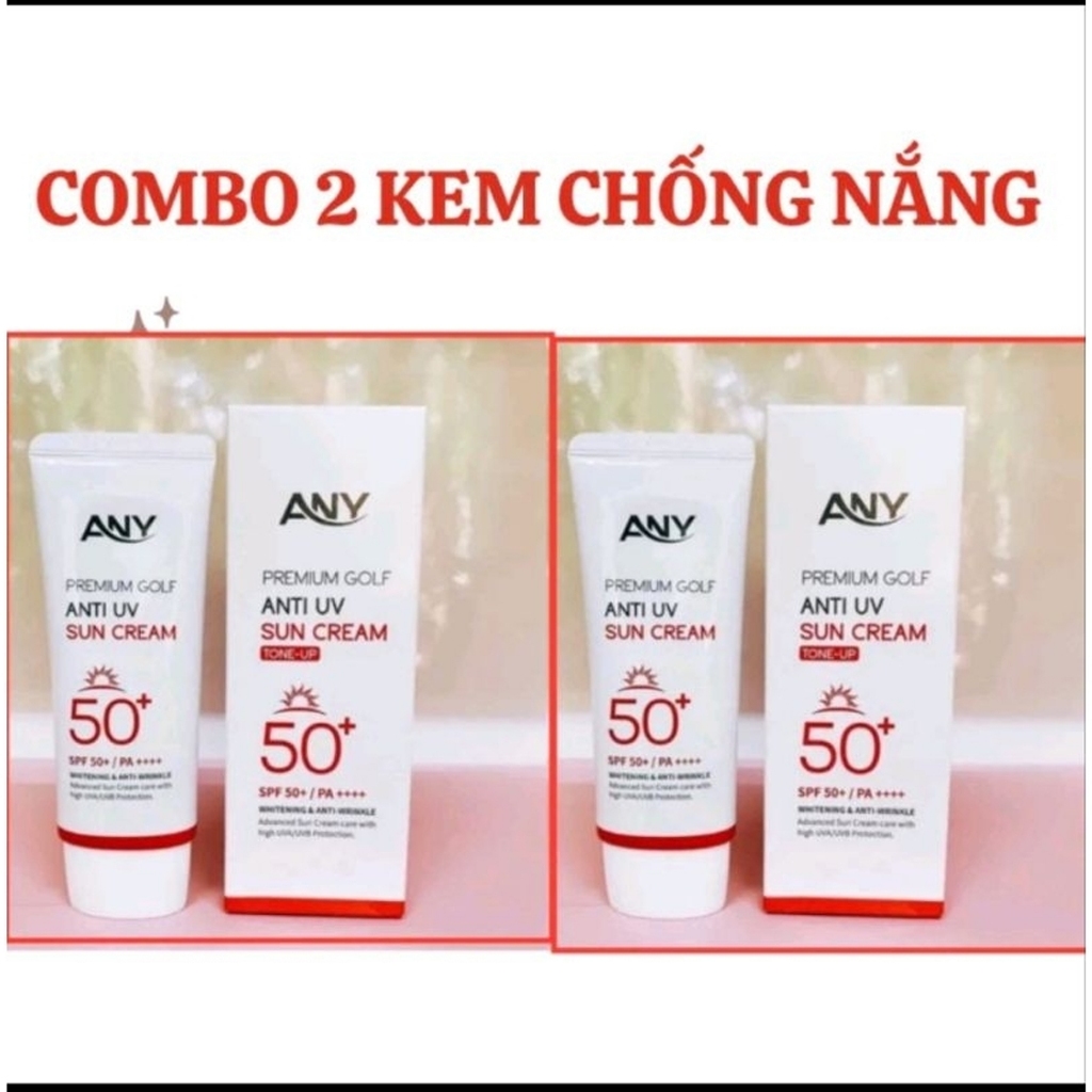 [2Tuýp+ Tặng 2Nạ] Kem Chống Nắng Any Hàn Quốc 60ml Premium Golf Anti UV SPF 50+ ( Nâng tông, trắng da, không bết)