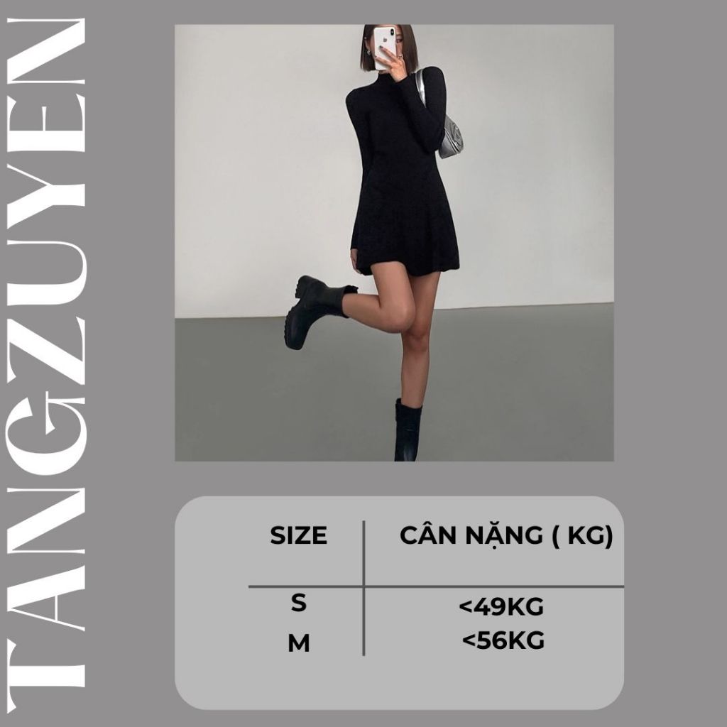 Váy thun ôm body đen ngắn cộc tay cổ cao 3p Đầm nữ tôn dáng cổ lọ tôn dáng basic đi chơi đi cafe T147G