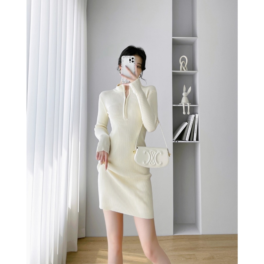 Váy thun ôm body đen ngắn cộc tay cổ cao 3p Đầm nữ tôn dáng cổ lọ tôn dáng basic đi chơi đi cafe T147G