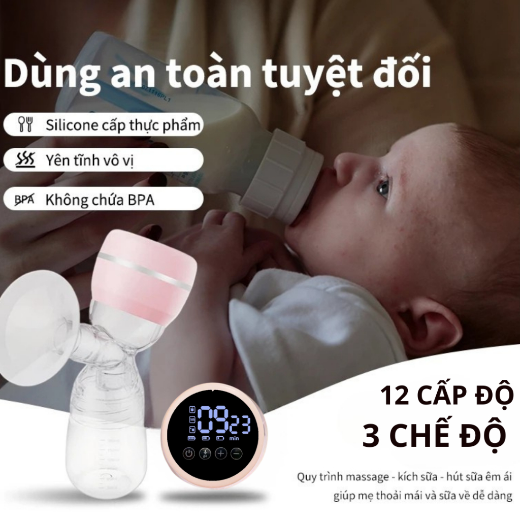 Máy Hút Sữa Không Dây Bản Cao Cấp 3 Chế Độ, 12 Mức Hút, Nhỏ Gọn Tiện Lợi Cho Mẹ Bỉm