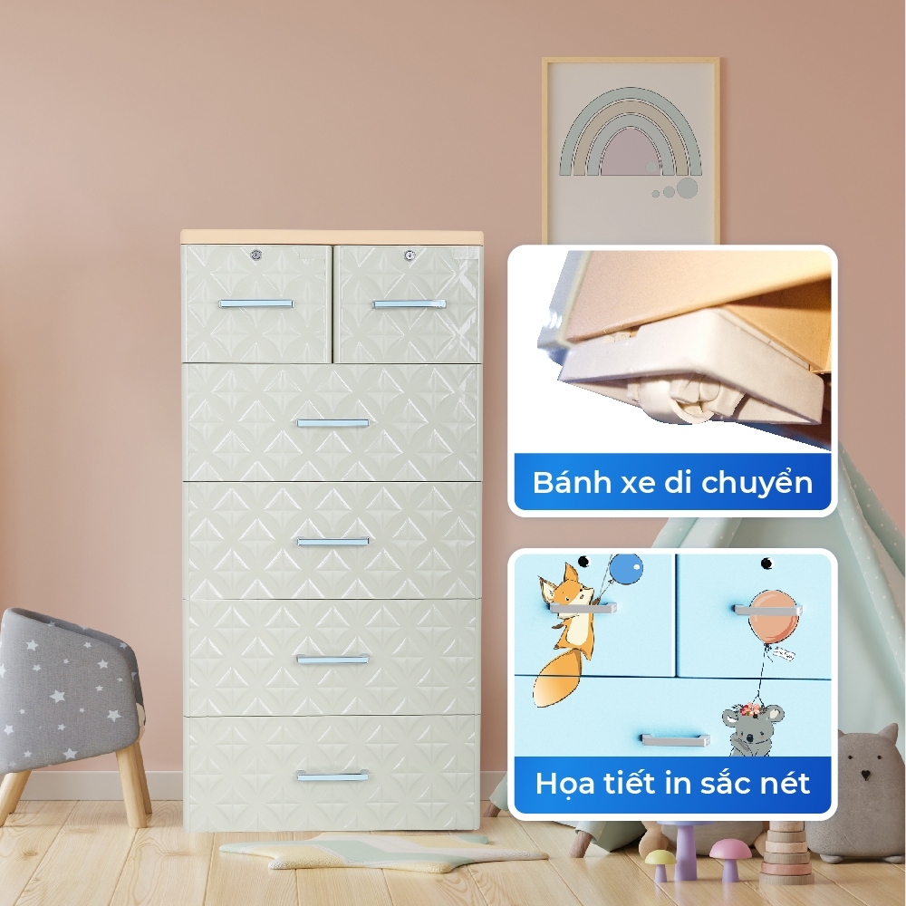 [FREESHIP] Tủ nhựa Paris 5 tầng QUI PHÚC, chắc chắn, tiện lợi, tủ đựng quần áo rộng rãi, an toàn sức khoẻ