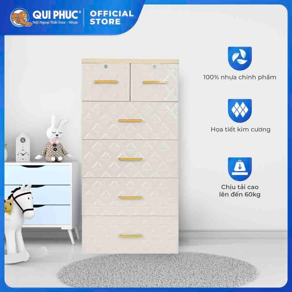 [FREESHIP] Tủ nhựa Paris 5 tầng QUI PHÚC, chắc chắn, tiện lợi, tủ đựng quần áo rộng rãi, an toàn sức khoẻ
