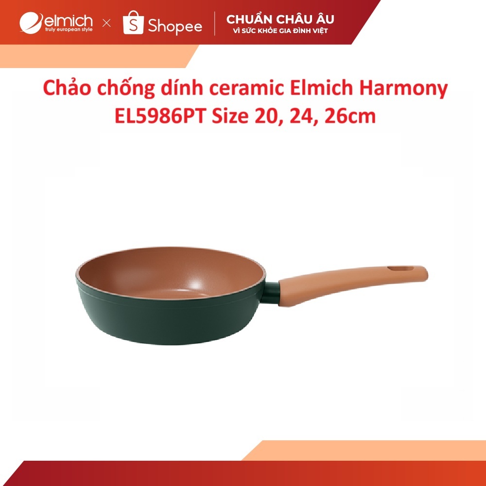 Chảo chống dính ceramic Elmich Harmony EL5986PT Size 20, 24, 26cm