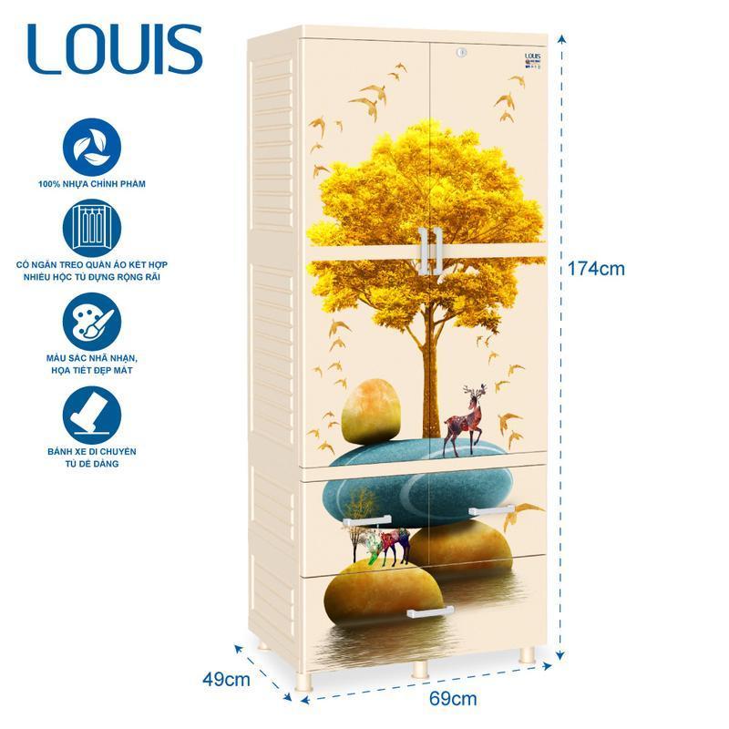 [FREESHIP] Tủ nhựa Louis 2 tầng QUI PHÚC, kích thước lớn, tủ treo quần áo, chắc chắn, tiện dụng, an toàn
