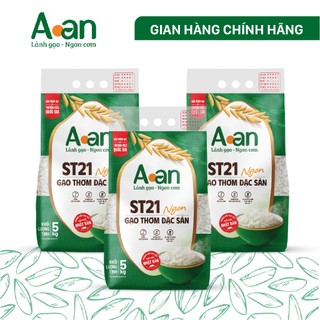 Combo 3 túi Gạo ST21 ngon túi 5kg - bao bì mới - Chính hãng Gạo sạch Aan