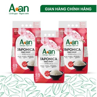 Combo 3 túi Gạo Japonica Aan túi 5kg - bao bì mới - Chính hãng Gạo sạch Aan