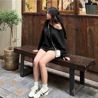 Áo Thun Trễ Vai From Rộng Che Khuyết Điểm Cotton Mịn Mát, Áo Dài Tay Nữ Lệch Vai Mặc Nhiều Kiểu TD07 RUSY