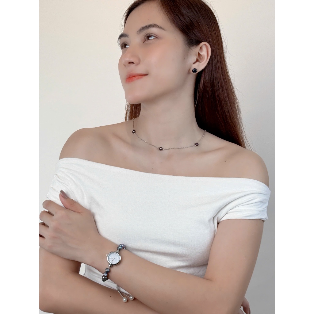 DC284 - Dây chuyền mạ vàng 18K đính ngọc Trai nước ngọt sang trọng, trai 7-8 li, dài 45-50 cm- Quà tặng 20/10