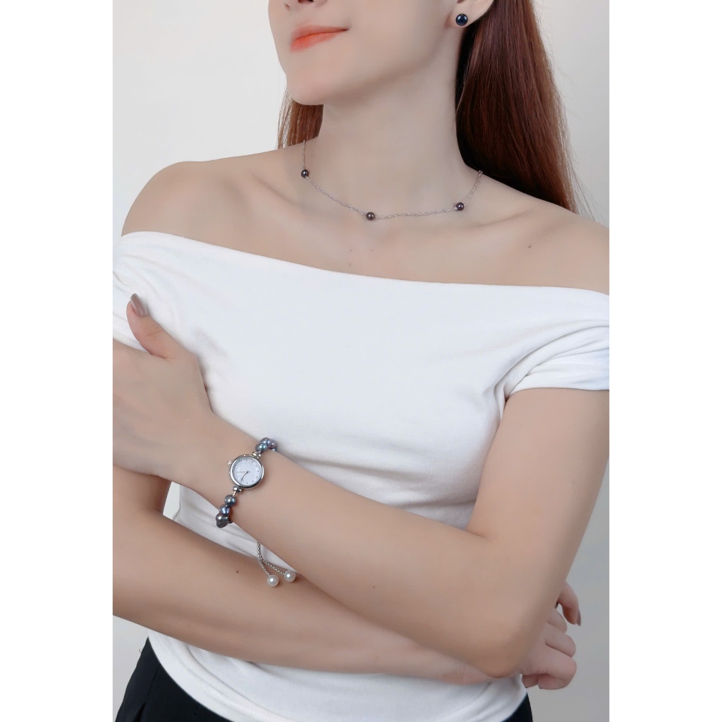 DC284 - Dây chuyền mạ vàng 18K đính ngọc Trai nước ngọt sang trọng, trai 7-8 li, dài 45-50 cm- Quà tặng 20/10