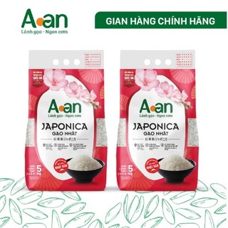 Combo 2 túi Gạo Japonica Aan túi 5kg - bao bì mới - Chính hãng Gạo sạch Aan