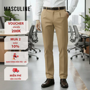 Quần kaki nam MASCULINE KL20.3 - Quần âu vải kaki cao cấp phom regular fit, dáng suông