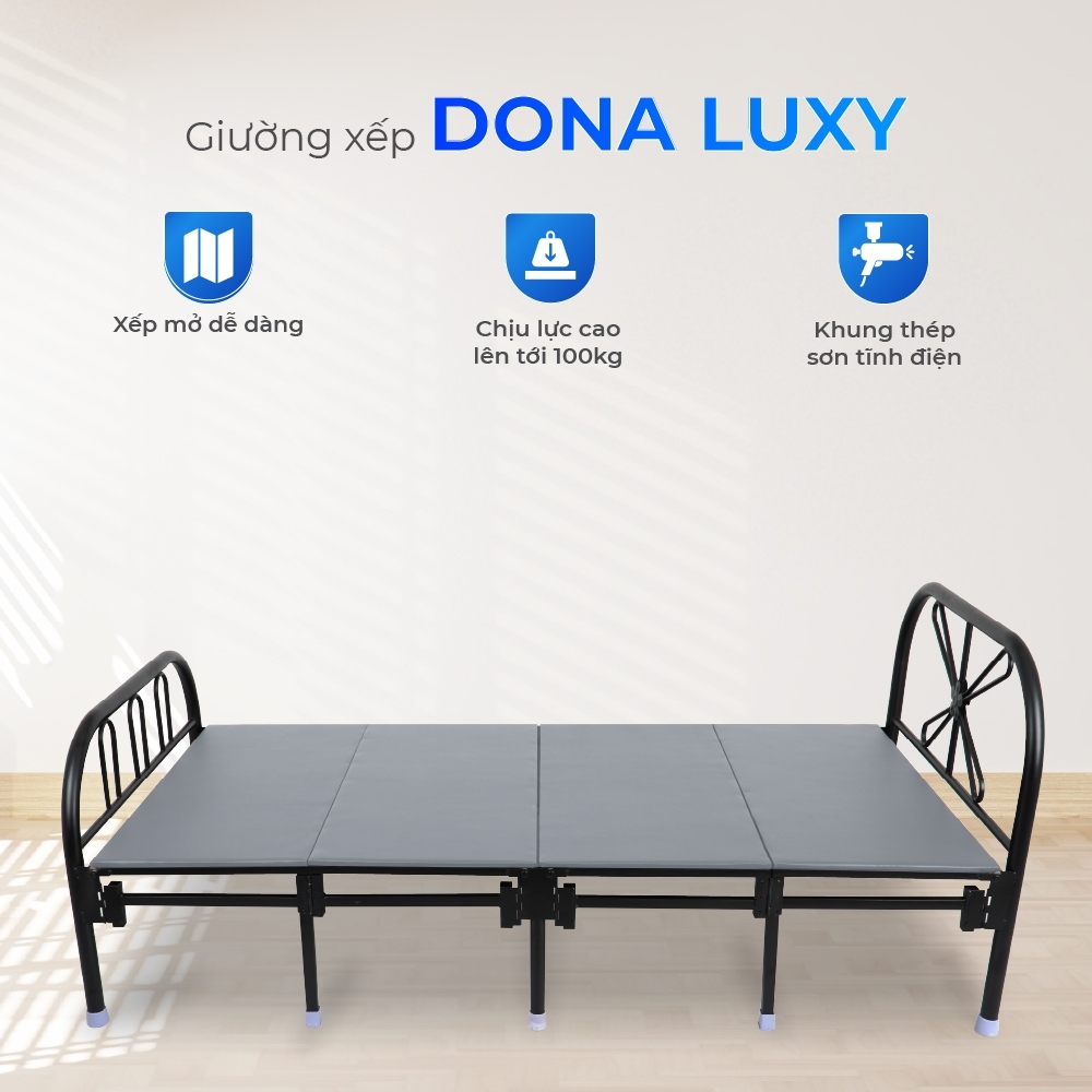 [FREESHIP] Giường gấp gọn Dona Luxy QUI PHÚC xếp mở dễ dàng, tiện lợi, có nệm, nằm thoải mái, êm ái, thư giãn