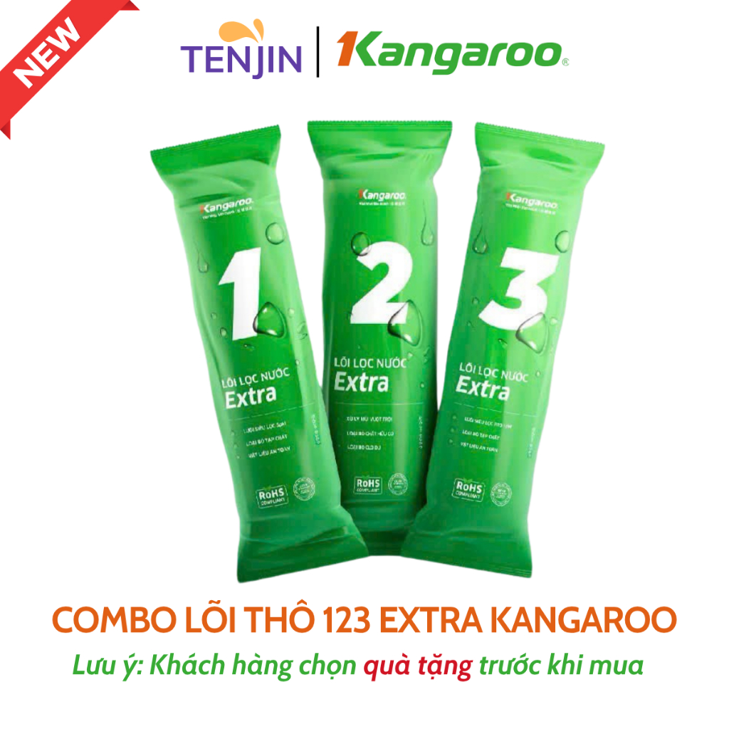 Combo 9 lõi lọc nước Kangaroo bao gồm lõi 123 HK + RO 50GDP + Nano Ceramic Alkalibe Maifan ORP  cho model máy KGRP88