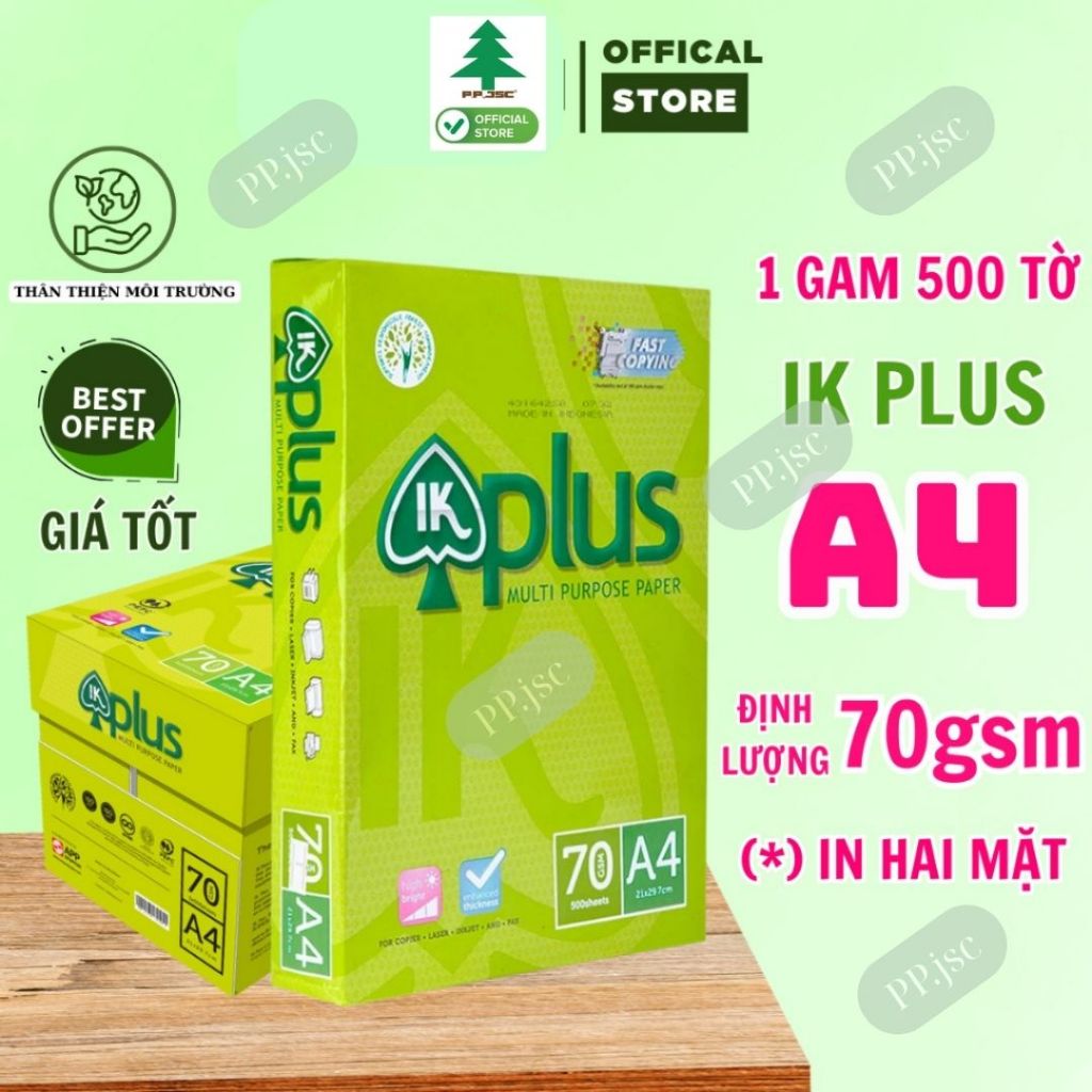 [VAT] RAM Giấy in, giấy photo IK plus A4, A5, ĐL 70g/m2 ( 500 tờ/1 ram) [Giấy in chất lượng cao cấp]