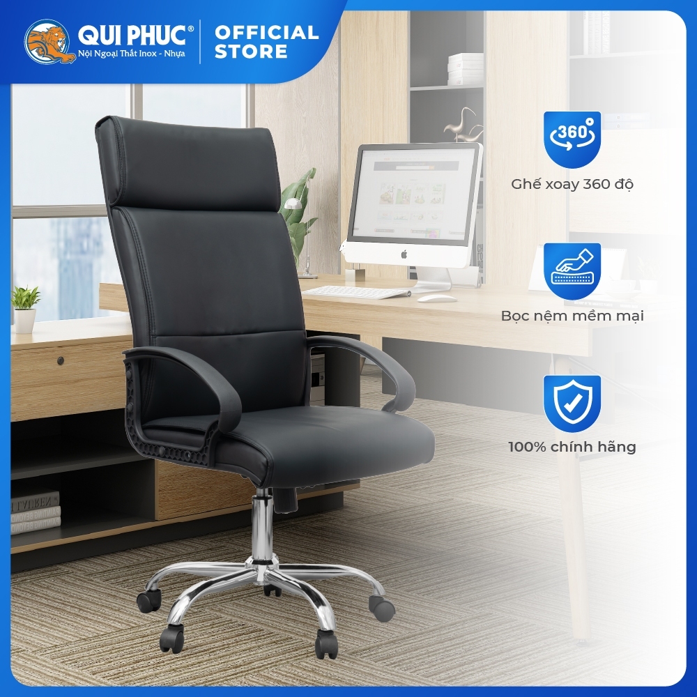 [FREESHIP] Ghế văn phòng cao cấp Felix Qui Phúc, tựa lưng êm ái, chân xoay 360 độ, linh hoạt, chắc chắn, thoải mái