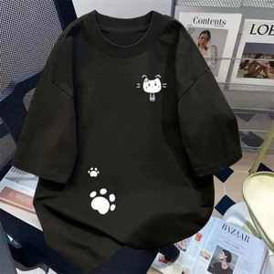Áo thun chất cotton form rộng tay lỡ - thun bàn chân mèo