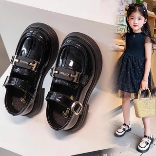 Giày Búp Bê Da Bóng Khóa Xích Ninin Cho Bé Gái Đi Học Từ 4-13 Tuổi K084