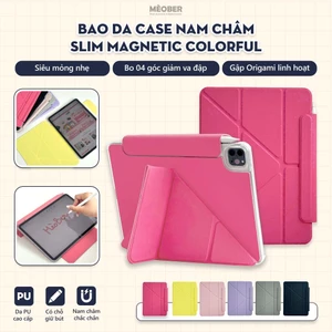 Bao da iPad nam châm Slim Magnetic - Siêu mỏng, có viền bảo vệ dành cho Pro M1/M2, M4, Air 5/6, Gen 10/11 A16 by MèoBer