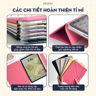 Bao da iPad nam châm Slim Magnetic - Siêu mỏng, có viền bảo vệ dành cho Pro M1/M2, M4, Air 5/6, Gen 10/11 A16 by MèoBer