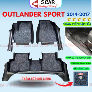 Thảm lót sàn NHỰA đúc TPE 5D xe Mitsubishi Outlander Sport 2014- 2017 đến nay, Mẫu Tràn viền bậc cửa - MẪU BẬC DÀI