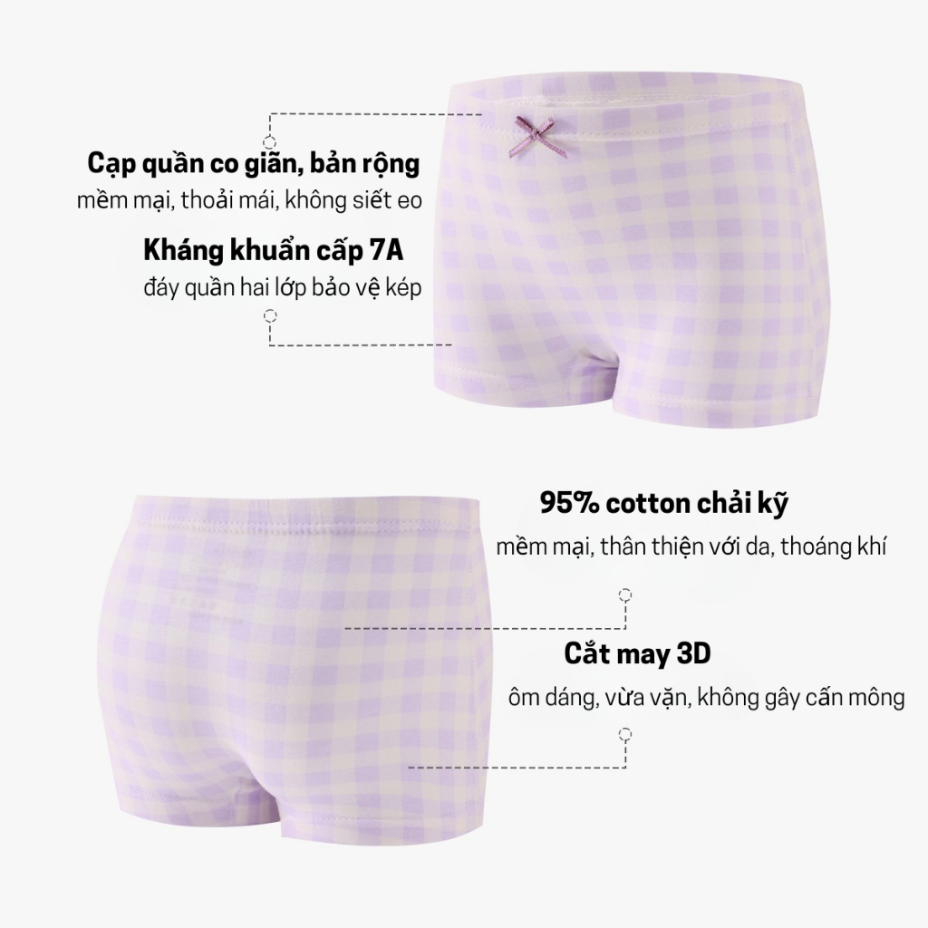 Combo 4 Quần Lót Bé Gái, Quần Chip Bé Gái Chất Liệu Cotton Mềm Mịn Co Giãn Thoáng Mát