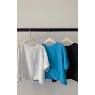 𝗛𝗮𝗽𝗲 - |LY LINEN| - Áo Linen xếp li cổ tròn
