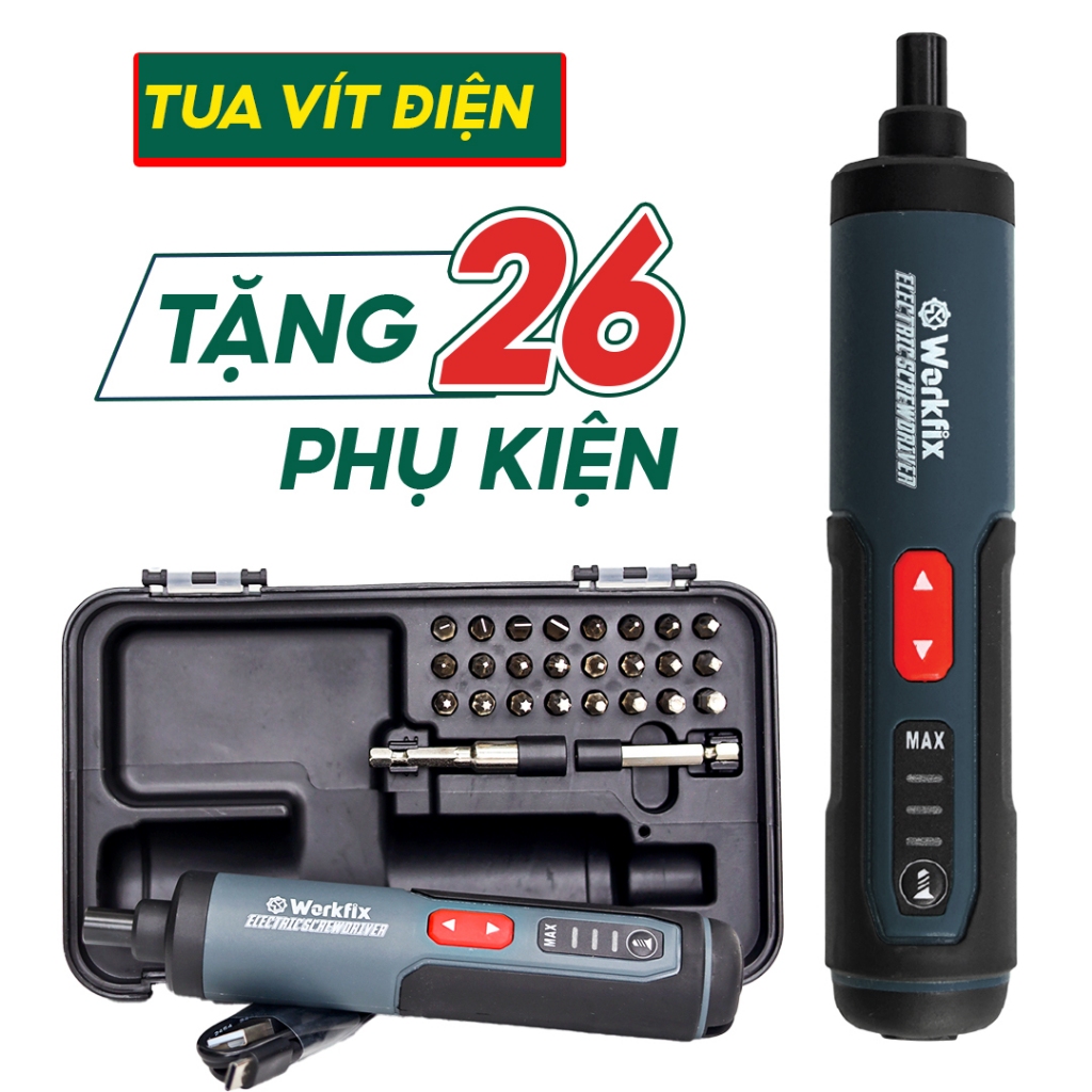 [Kèm 26 Mũi Vít] Máy Vặn, Bắt Vít Workfix WF-SD0405 Bộ Dụng Cụ Tuốc Nơ Vít Đa Chức Năng