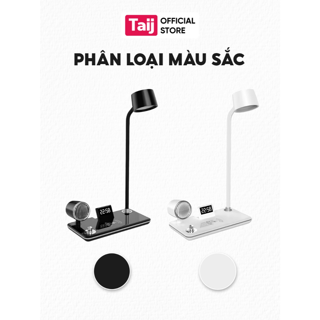 Đèn Học, Đèn Đọc Sách Thông Minh 4 Trong 1 Tích Hợp Đồng Hồ Led, Loa Bluetooth, Sạc Nhanh Không Dây